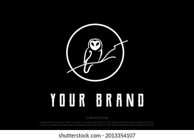 Moon Owl Dark Night Logo Design Vector