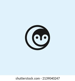 moon owl logo design vector illustration