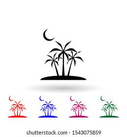 Moon, palm multi color icon. Simple thin line, outline vector of ramadan icons for ui and ux, website or mobile application