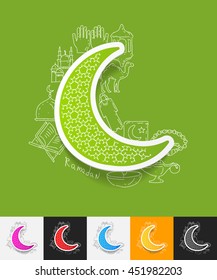 moon paper sticker with hand drawn elements