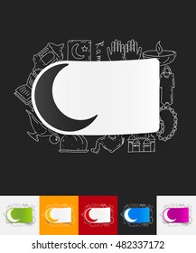 moon paper sticker with hand drawn elements