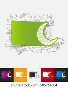 moon paper sticker with hand drawn elements