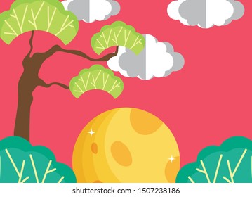 Moon and park vector design