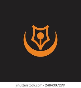 moon pen write education school islamic logo vector 