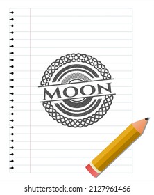 Moon pencil draw. Vector Illustration. Detailed. 