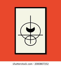 moon perspective abstract contemporary aesthetic posters, wall art decor, mid century modern minimalist print, organic shapes, Background, Modern art vector Illustration brush painting geometric.