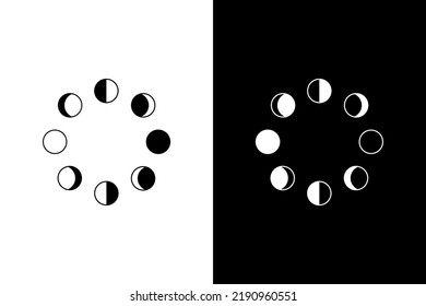 Conjunto de iconos de astronomía de fase lunar. Todo el ciclo de la luna nueva a la luna llena.  estilo plano vectorial