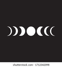 moon phase, black and white vector illustration