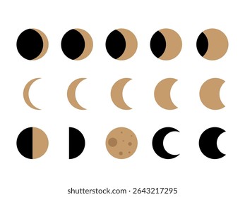 Moon Phase Celestial Symbol Silhouette. Minimalist Graphic Aesthetic Symbol. baby Nursery poster Design Part. Weather, Astrology, Astronomy, Tarot Decoration. Sweet Dream Good Night Boho Sign. 