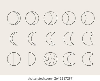 Moon Phase Celestial Symbol Silhouette. Minimalist Graphic Aesthetic Symbol. baby Nursery poster Design Part. Weather, Astrology, Astronomy, Tarot Decoration. Sweet Dream Good Night Boho Sign. 
