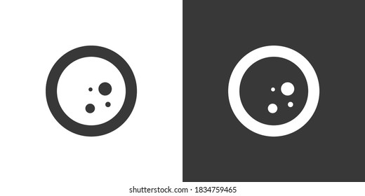 Moon phase. Full moon. Isolated icon on black and white background. Weather vector illustration