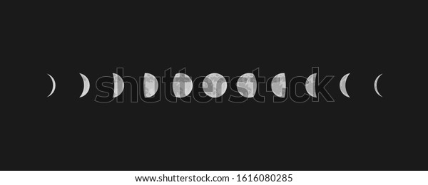 Moon phase: full Moon, the month. Vector\
illustration on a dark\
background