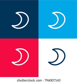 Moon phase hand drawn outline four color material and minimal icon logo set in red and blue