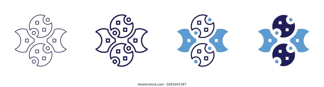 Moon phase icon in 4 different styles. Thin Line, Line, Bold Line, Duotone. Duotone style. Editable stroke.