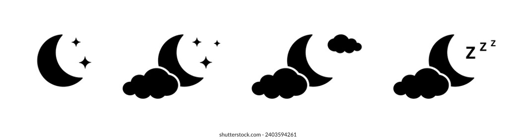 Conjunto de iconos de fase lunar. Silhouette de iconos vectoriales de fases de la luna. Colección de iconos de la luz de la luna