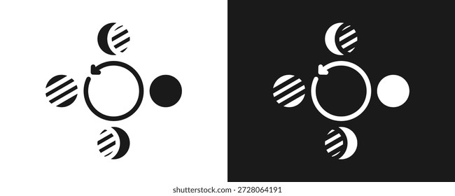 Ícone Da Fase Da Lua Define Glifo Em Plano De Fundo Branco E Preto