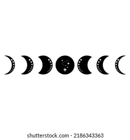 Moon Phase icon vector set. Mystic Celestial illustration sign collection. Boho Moon symbol or logo.