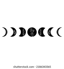 Moon Phase icon vector set. Mystic Celestial illustration sign collection. Boho Moon symbol or logo.