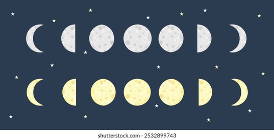 Conjunto de Vector de calendario de ilustración de fase lunar