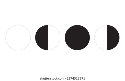 moon phase outline icon set, cycles with titles isolated linear illustrations pack, moon calendar new,full moon,first qurater and last quarter,the moon passes through the astronomy of the nocturnal