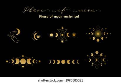 Moon phases abstract composition vector illustration.