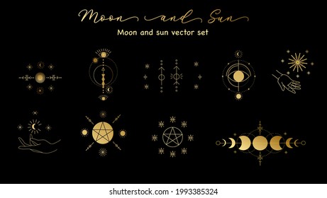 Moon phases abstract composition vector illustration.