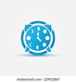 Moon phases alarm clock icon - vector blue logo concept