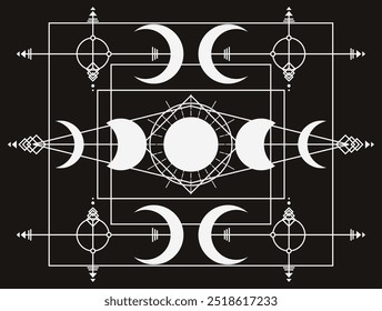 moon phases alchemy magic symbols decorative background