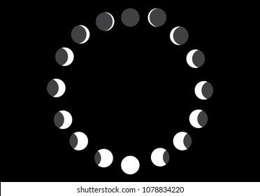 Moon phases astronomy icon set Vector Illustration on the black background.