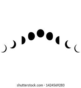 Moon phases astronomy icon set. Vector Illustration isolated on a white background.