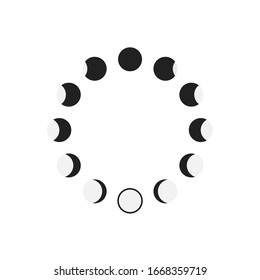 Moon phases. Astronomy icon set. New moon to full moon. Vector Illustration.