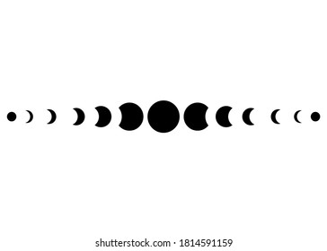 Moon phases astronomy icon set on white background. Vector Illustration