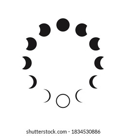 Conjunto de iconos de astronomía de fases lunares. Ilustración vectorial sobre el fondo blanco.