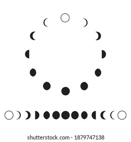 Moon phases astronomy icon set Vector Illustration on the white background.