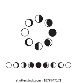 Moon phases astronomy icon set Vector Illustration on the white background.