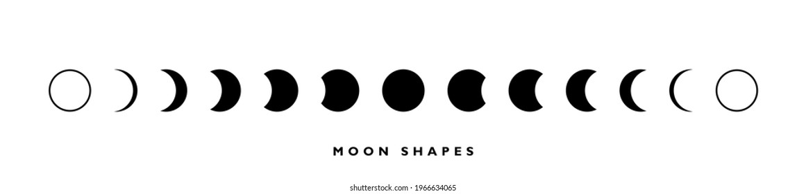 Moon phases astronomy icon set on white background. night moon phases and space astronomy. Concept cycle from new moon to full moon. Vector illustration