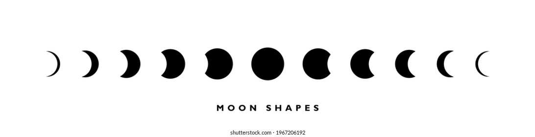 Moon phases astronomy icon set on white background. night moon phases and space astronomy. Concept cycle from new moon to full moon. Vector illustration