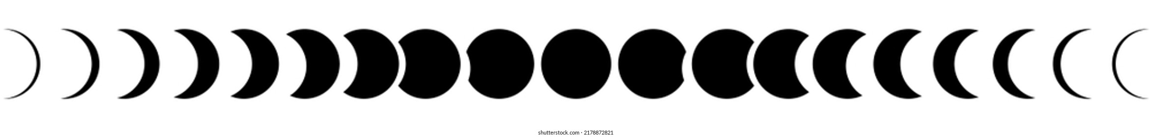 Moon phases astronomy icon set