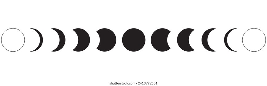Mondphasen Astronomie-Symbol auf weißem Hintergrund. Vektorgrafik