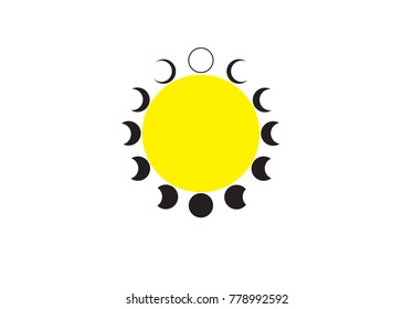 Moon phases  astronomy icon set Vector Illustration on the white background.