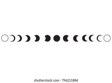 Moon phases astronomy icon set Vector Illustration the white background 