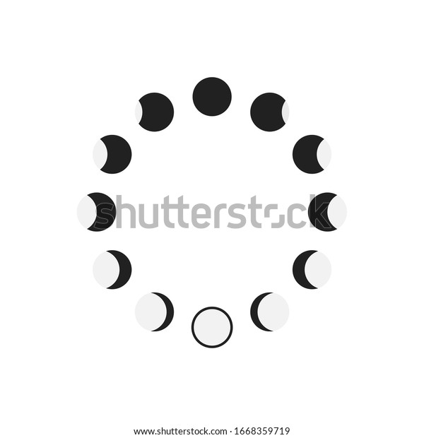 Moon phases. Astronomy icon set. New moon\
to full moon. Vector\
Illustration.