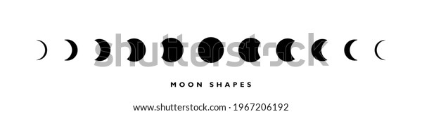 Moon phases astronomy icon set on\
white background. night moon phases and space astronomy. Concept\
cycle from new moon to full moon. Vector\
illustration