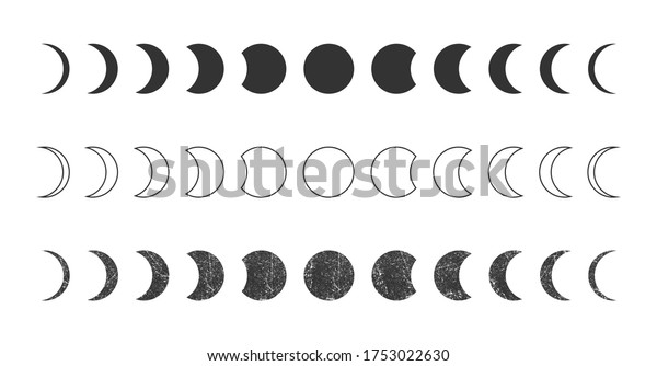 Moon Phases Astronomy Icon Silhouette Symbol Stock Vector (Royalty Free ...