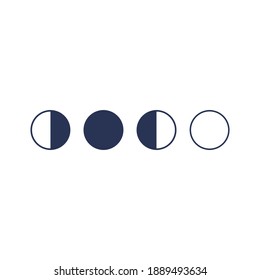 Moon phases astronomy icon. Third quarter, full moon, first quarter, new moon.

