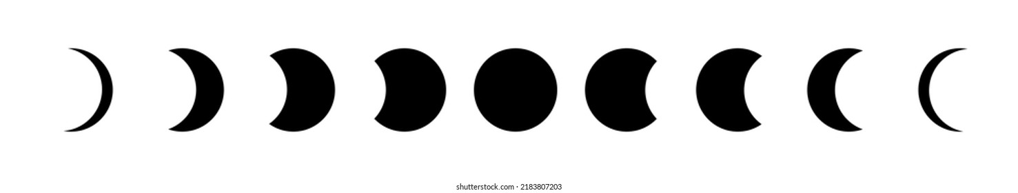 Moon phases astronomy icons set vector illustration on white background