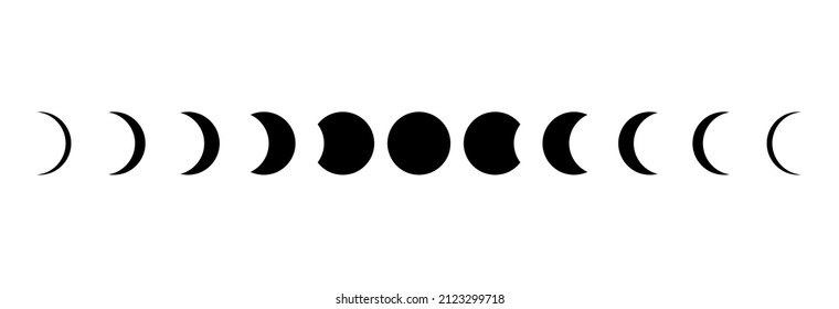 Mondphasen Astronomie-Symbole Set.Vektorgrafik einzeln auf weißem Hintergrund.