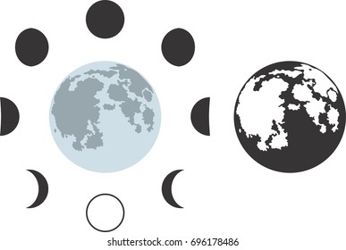 Moon phases decoration and isolated full moon