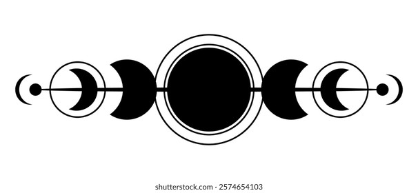 Moon phases flat icon. Astrology, alchemy, boho and magic symbol. Vector illustration isolated on white background.