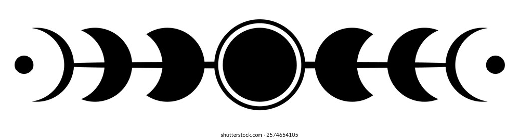 Moon phases flat icon. Astrology, alchemy, boho and magic symbol. Vector illustration isolated on white background.